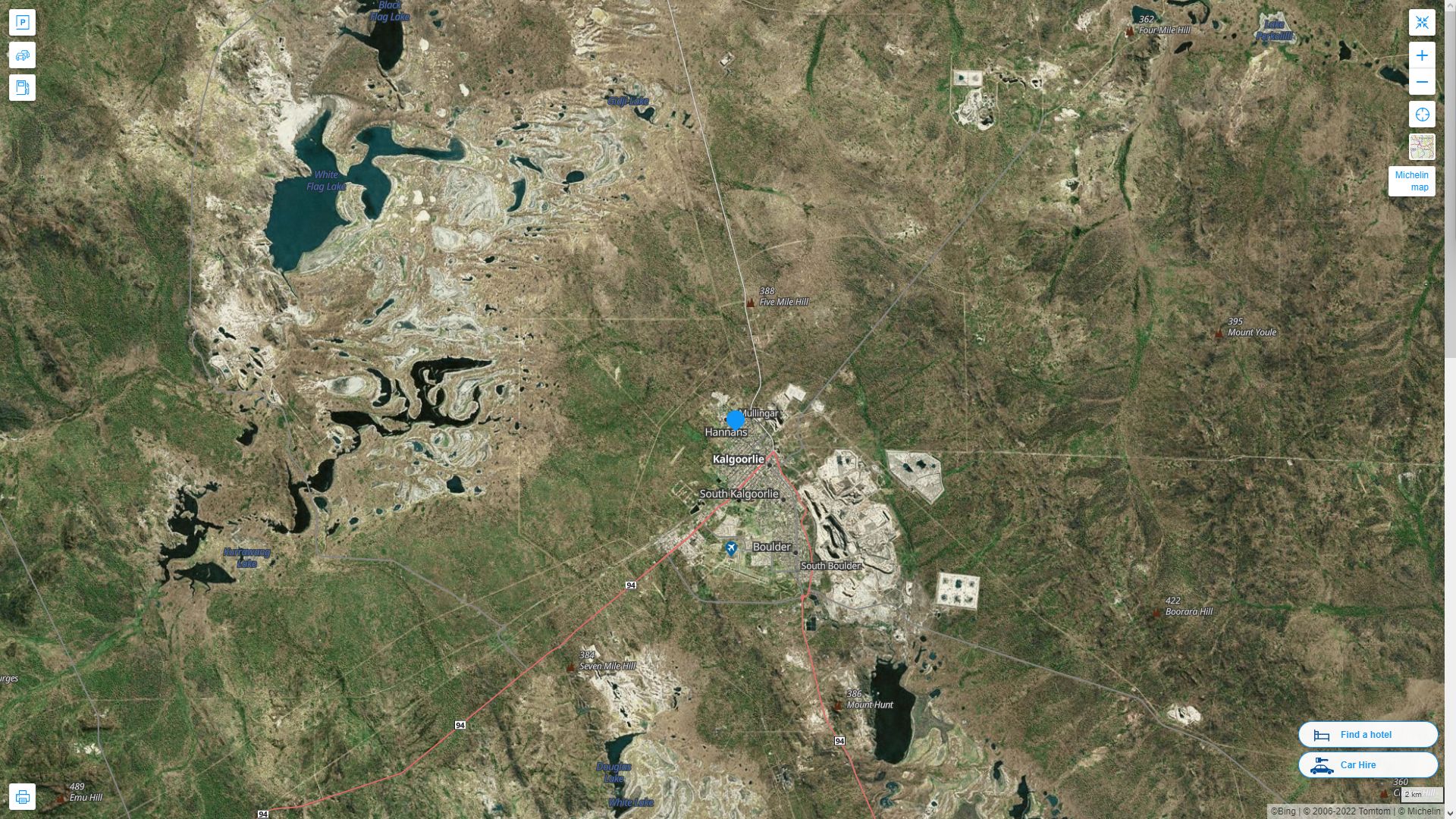 Kalgoorlie Highway and Road Map with Satellite View